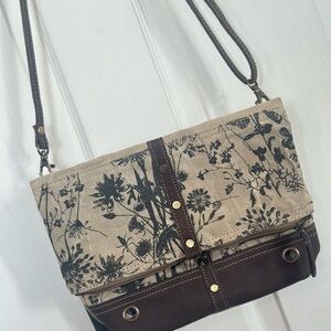 NWT Myra Tazzie Floral Canvas and Leather small Crossbody Bag